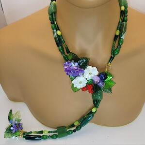 Fruit Salad Infinity Statement Necklace, "Secret Garden", Chunky, Elegant, LUSH
